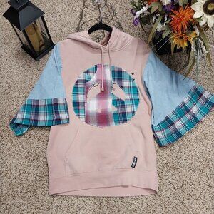 3652 Size Medium Upcycled World Wide Hoodie Sweatshirt.